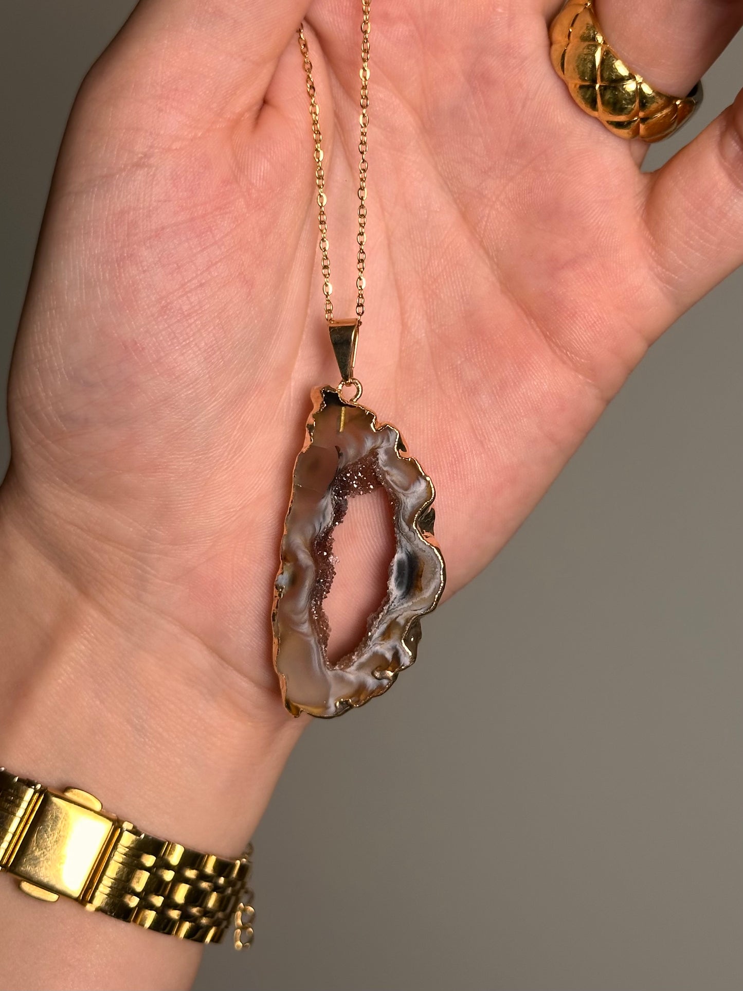 Agaat Geode Ketting