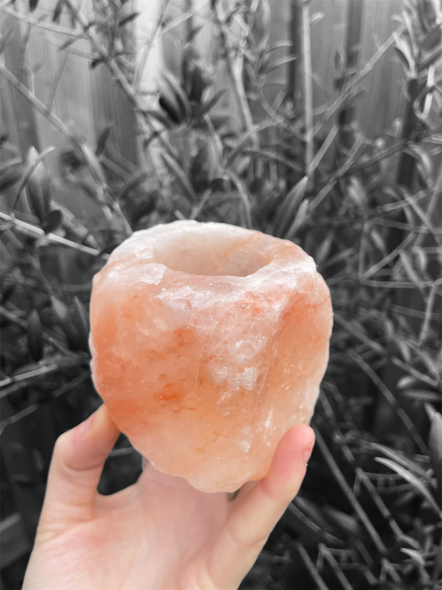 Portavelas de piedra de sal