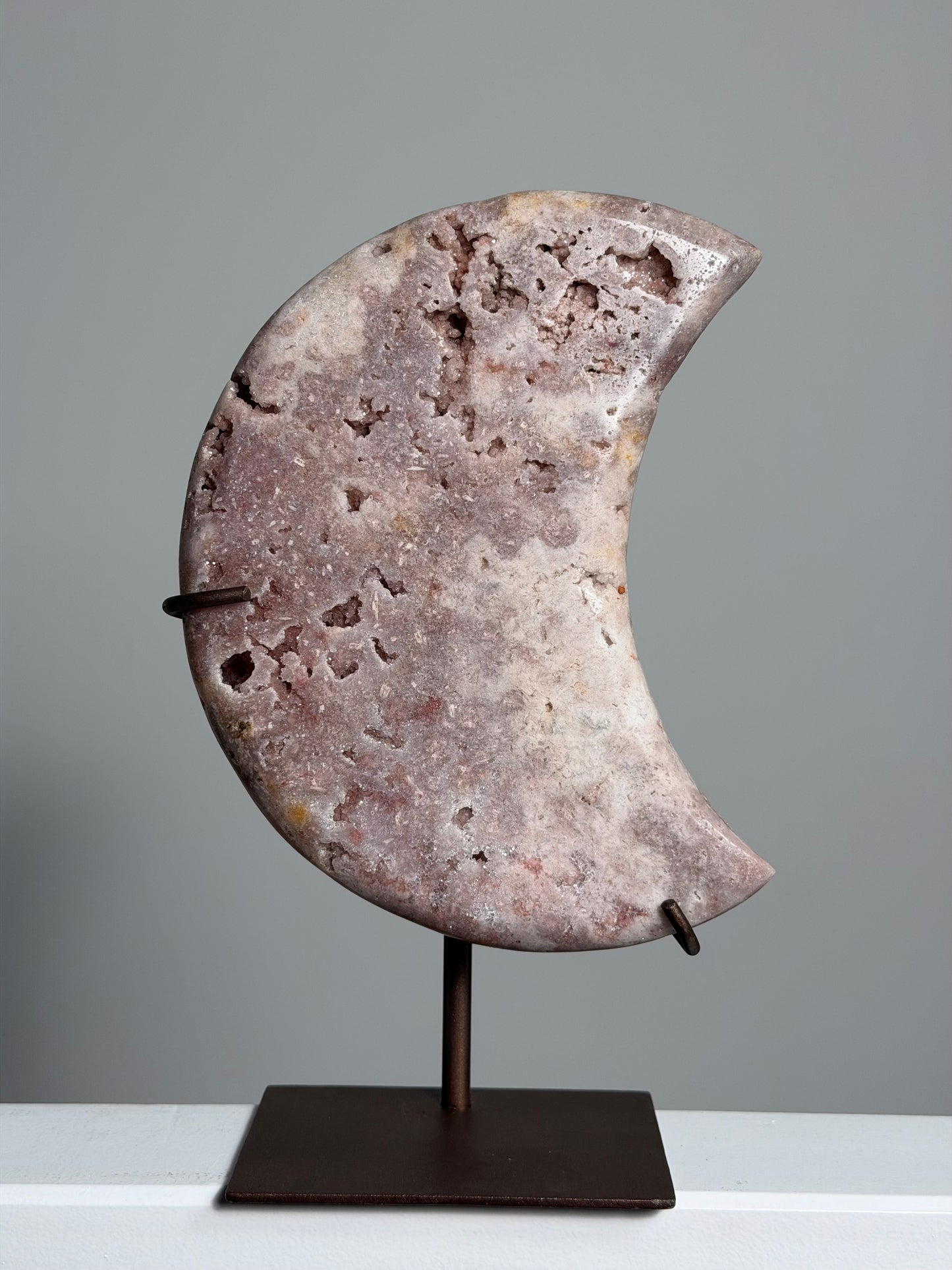 XL Roze Amethist maan op standaard