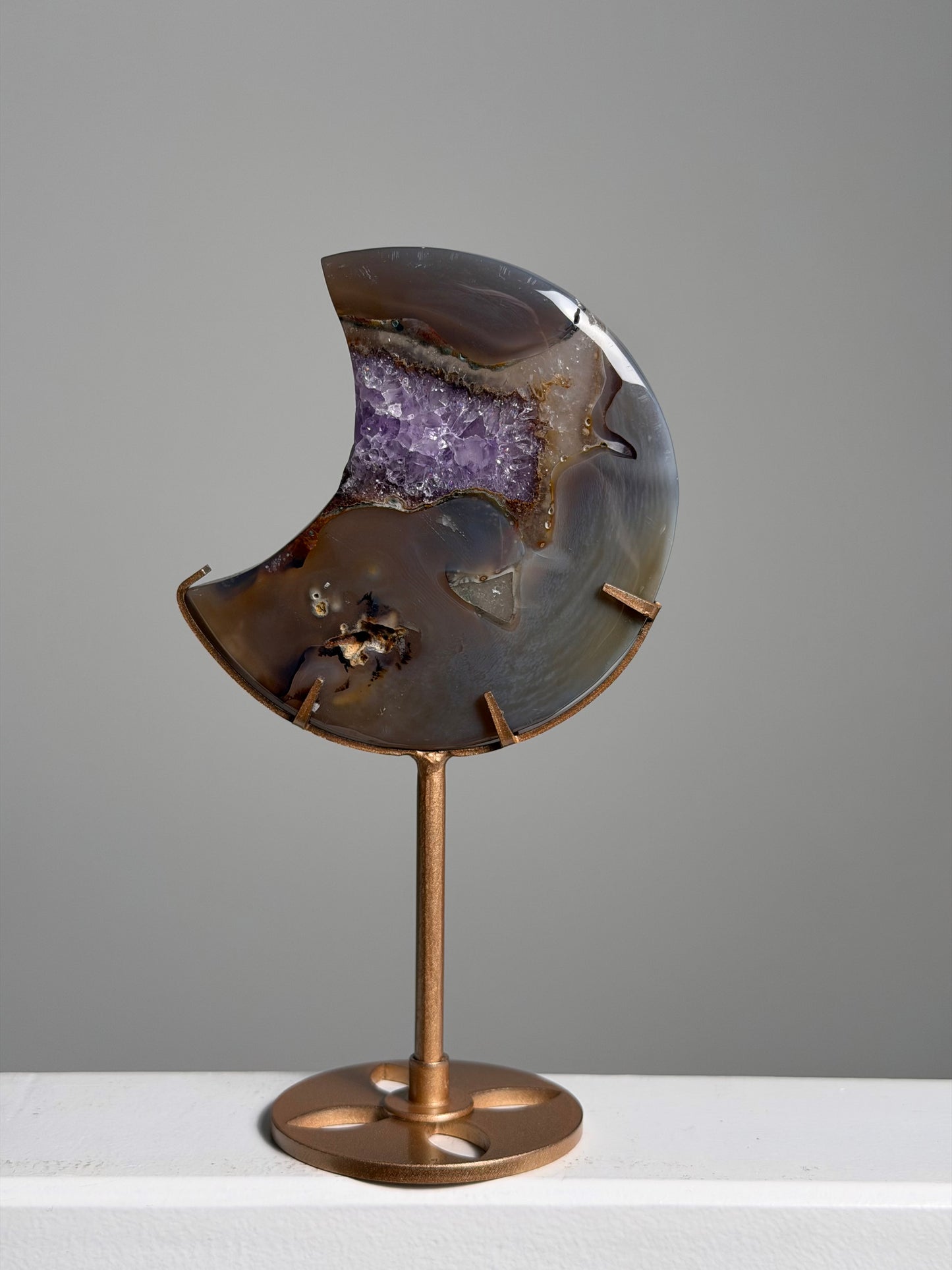 Agaat / Amethist Maan op standaard