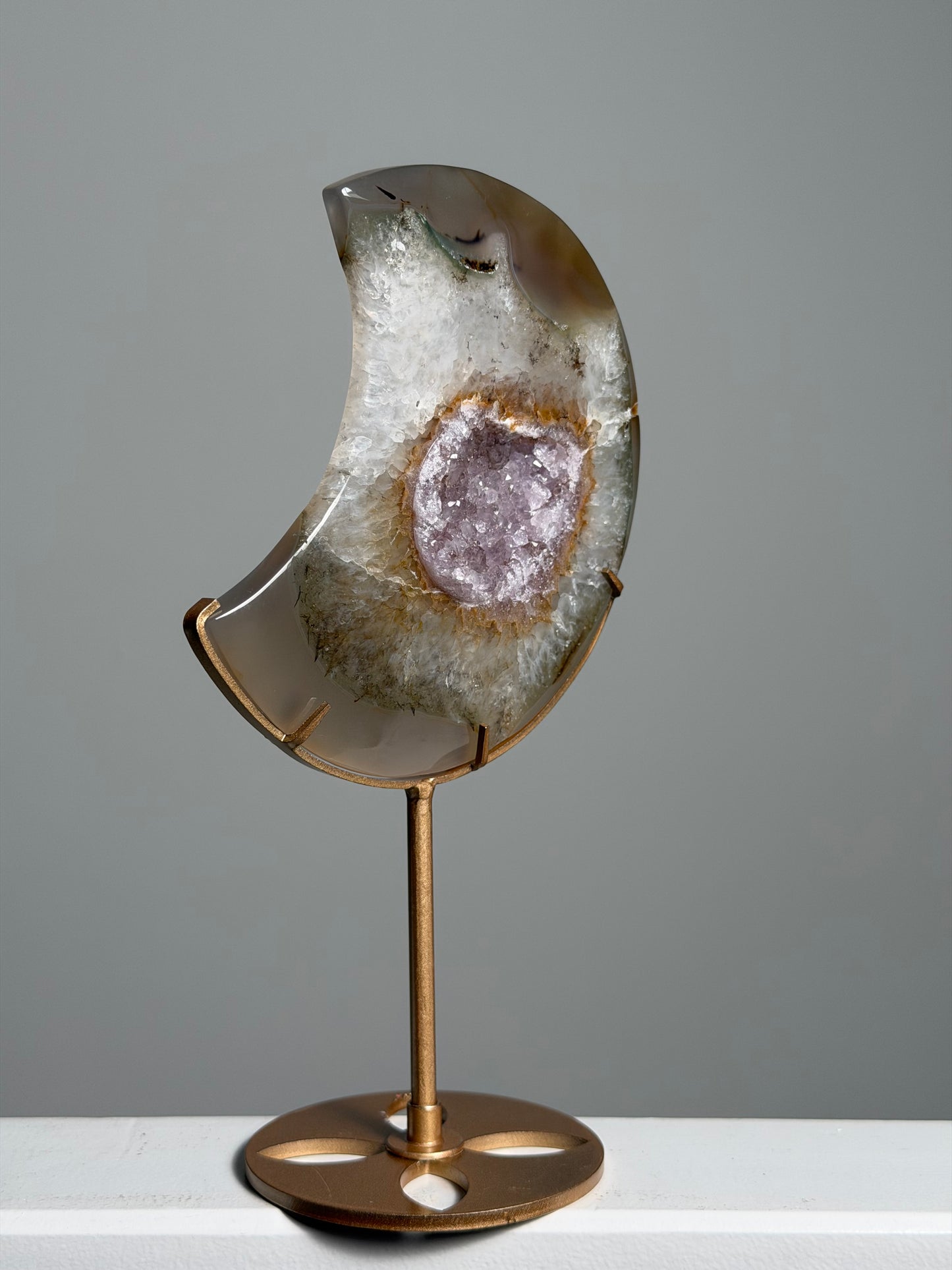 Agaat / Amethist Maan op standaard