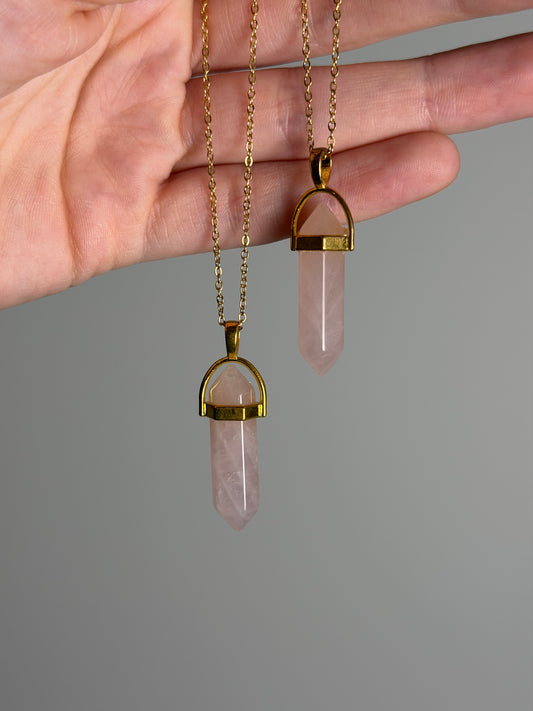 Rozenkwarts Point Necklace