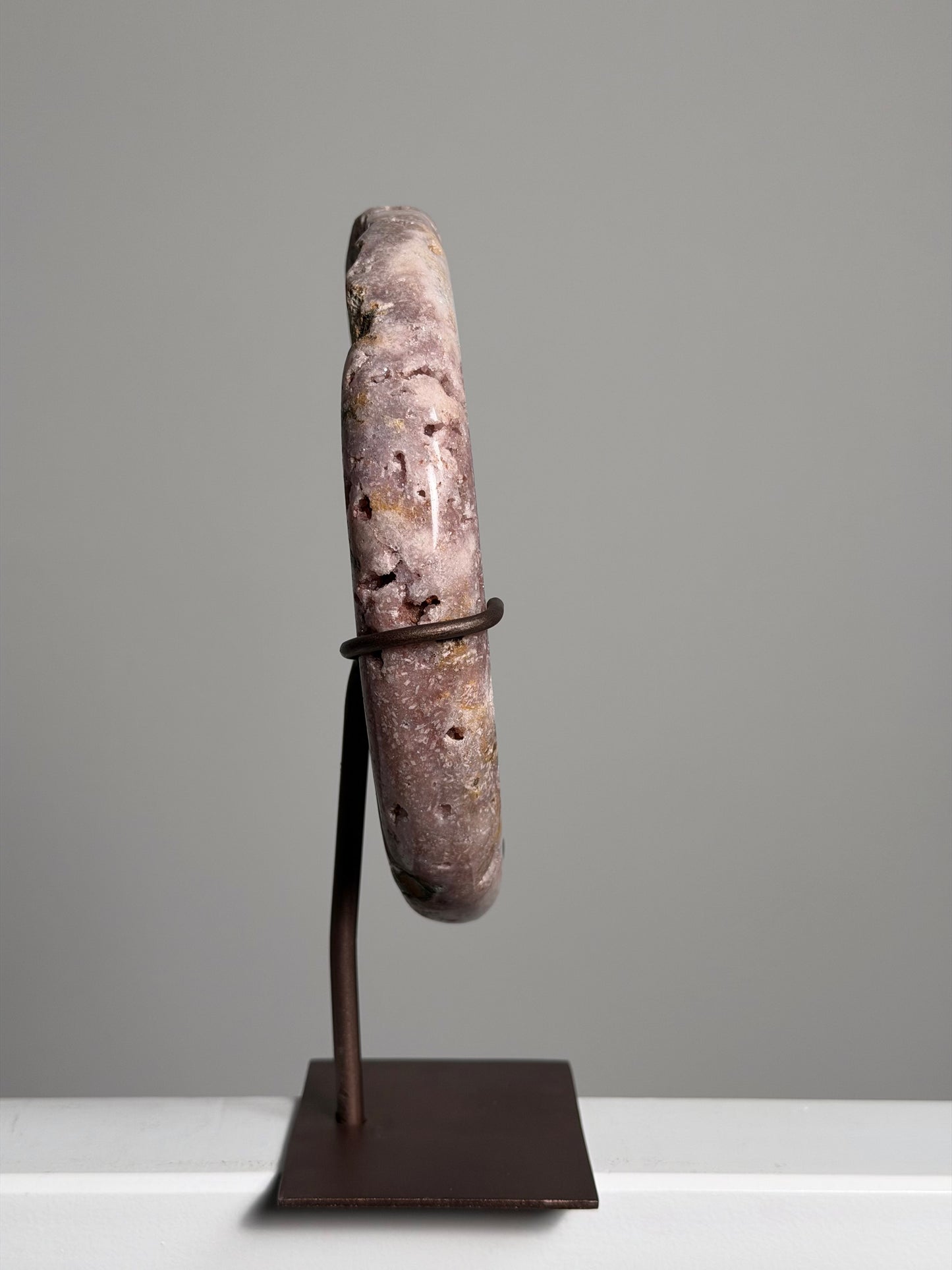 XL Roze Amethist maan op standaard