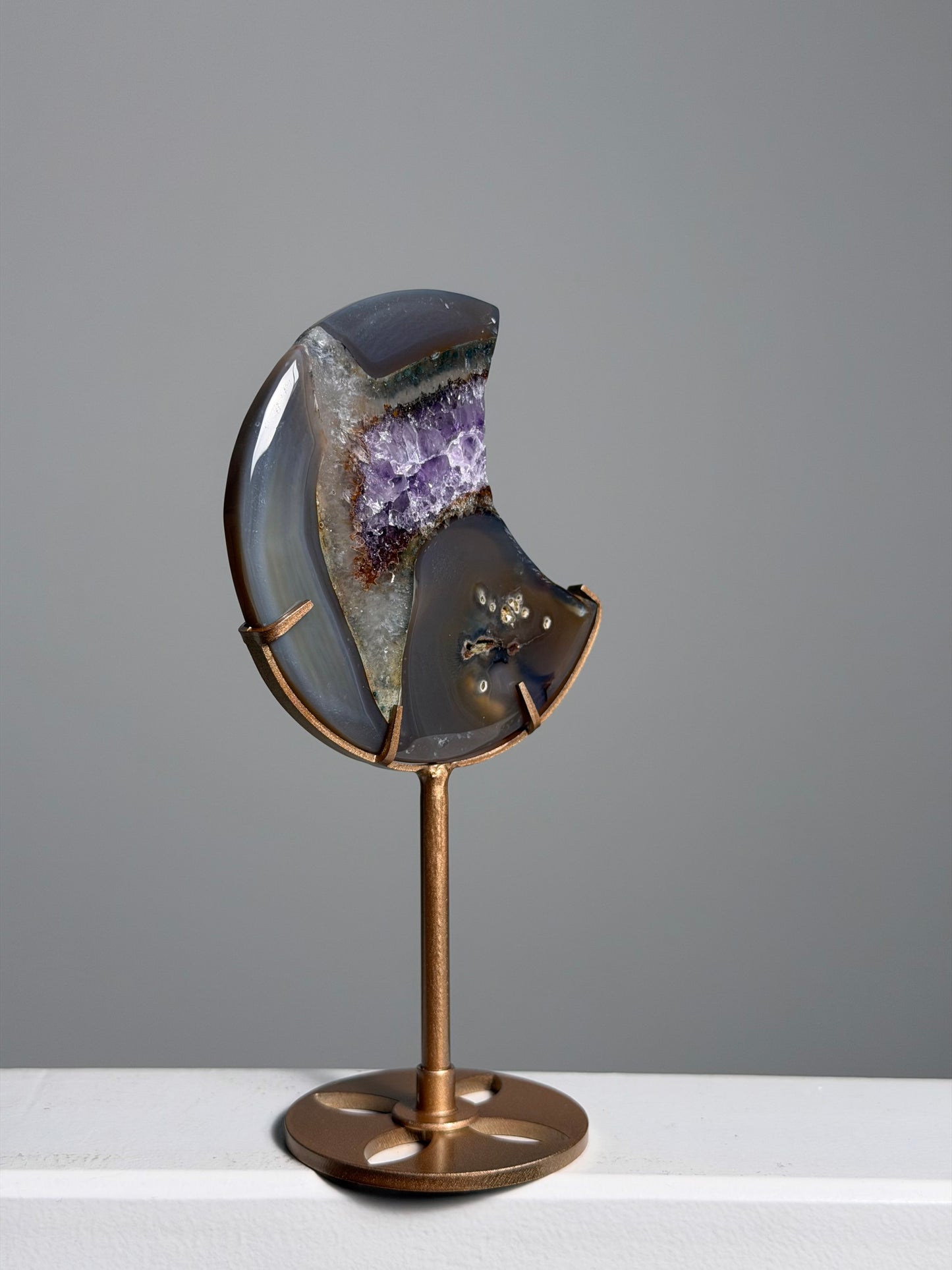 Agaat / Amethist Maan op standaard