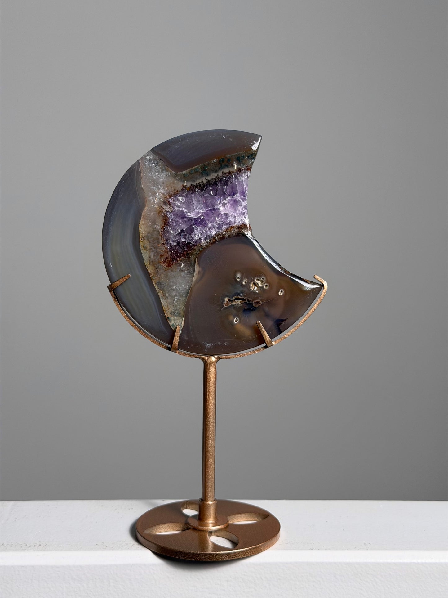 Agaat / Amethist Maan op standaard