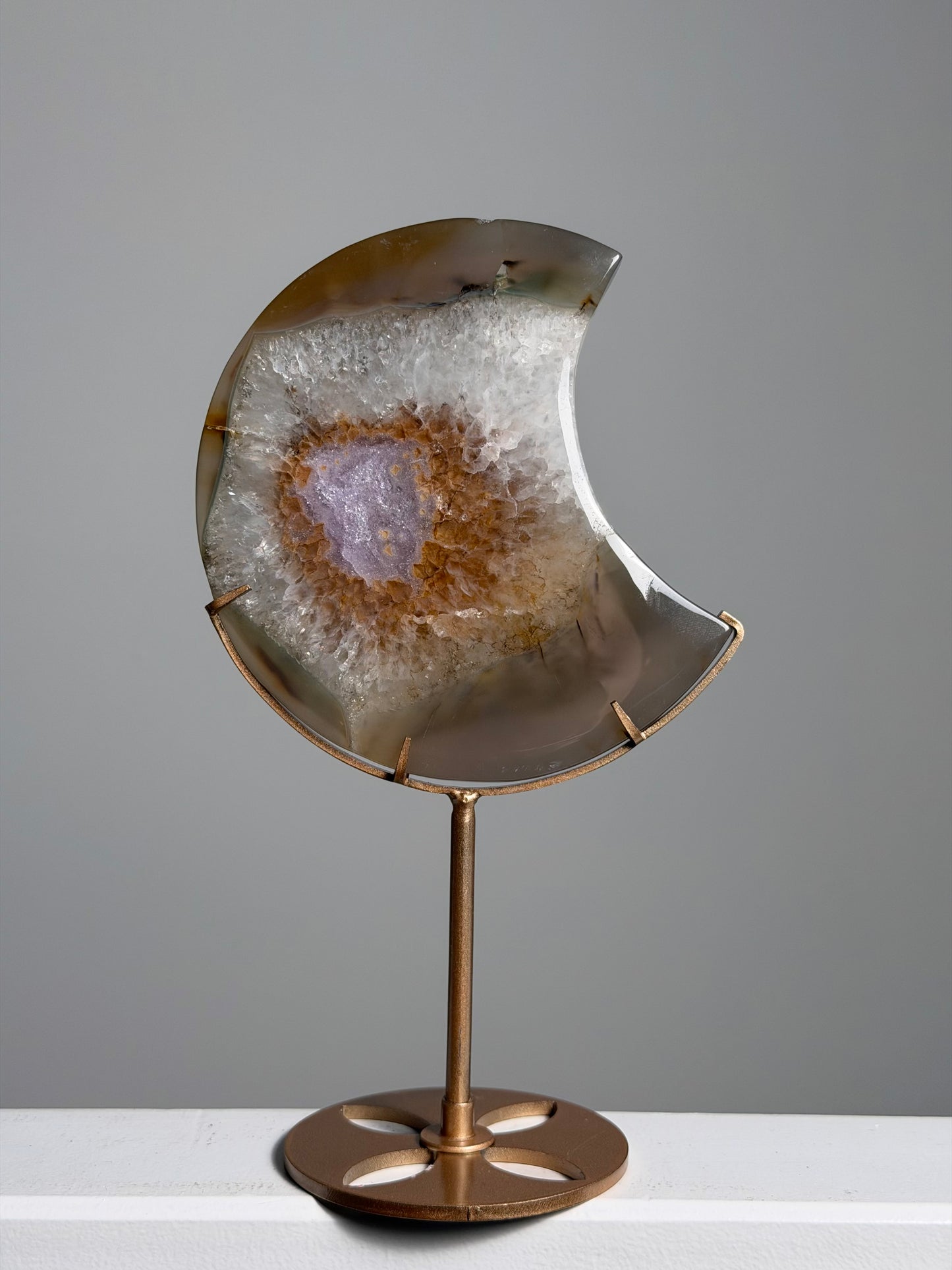 Agaat / Amethist Maan op standaard