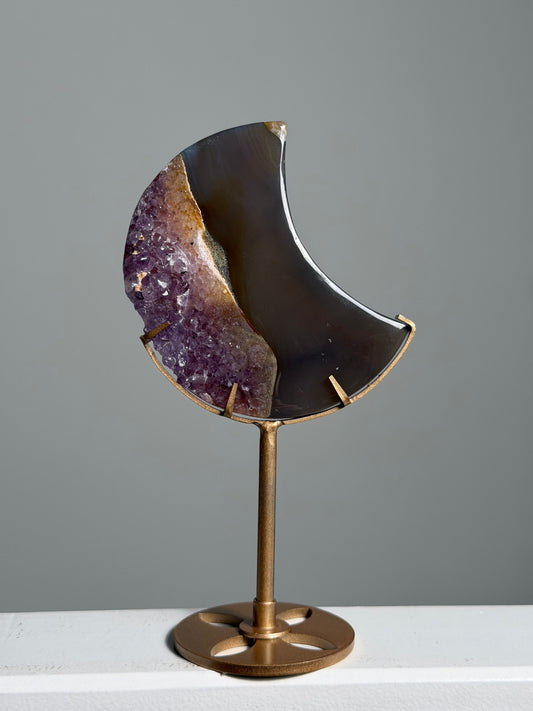 Agaat / Amethist Maan op standaard