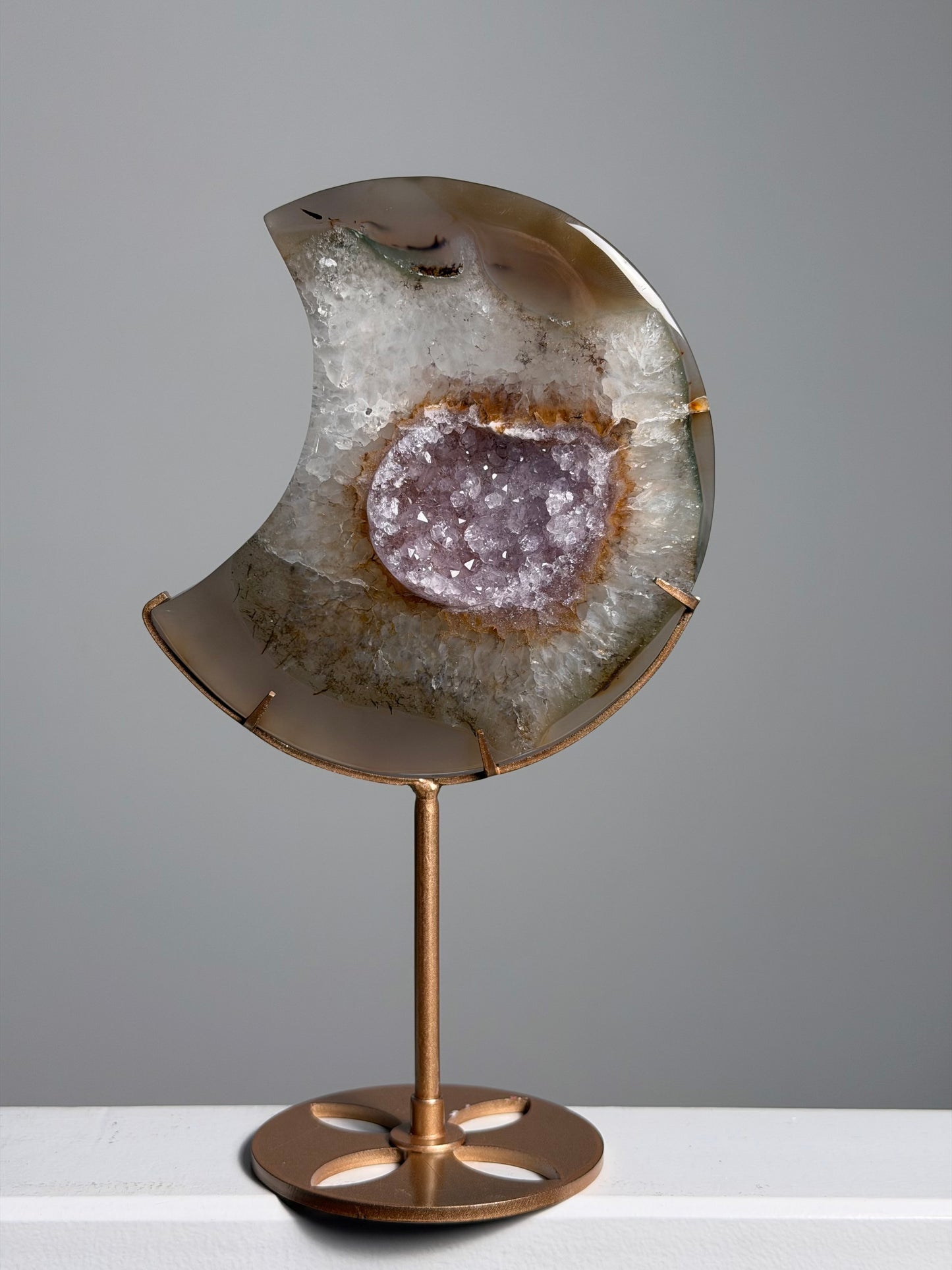 Agaat / Amethist Maan op standaard